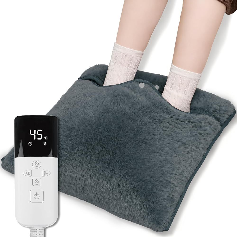 電気足温器 フットウォーマー 42×42cm 両面加熱 30℃~55℃無段階温度調節 ECOモード運転 足入れタイプ ホットマット 一人用 電気マット