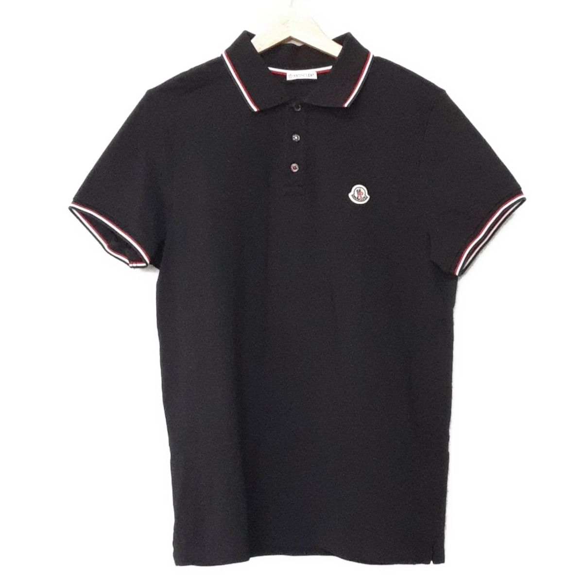 MONCLER モンクレール 半袖ポロシャツ サイズM メンズ - 黒×レッド×白