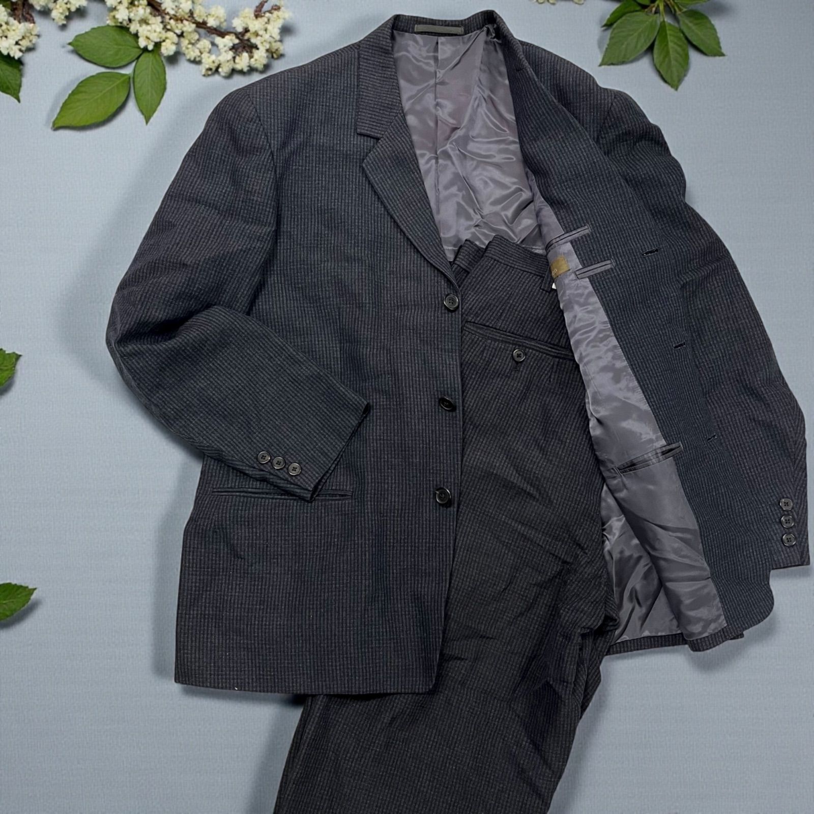 Y s for men スーツ Sサイズ セットアップ カジュアル ビジネス ワイズフォーメン テーラード スラックス ストライプ