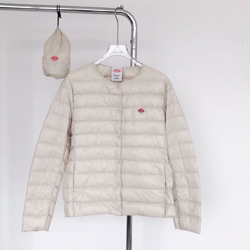 DANTON ダントン インナーダウン ジャケット アウター レディース ダウンジャケット ホワイト ネイビー ブラウン クルーネック 軽い 収納袋付き