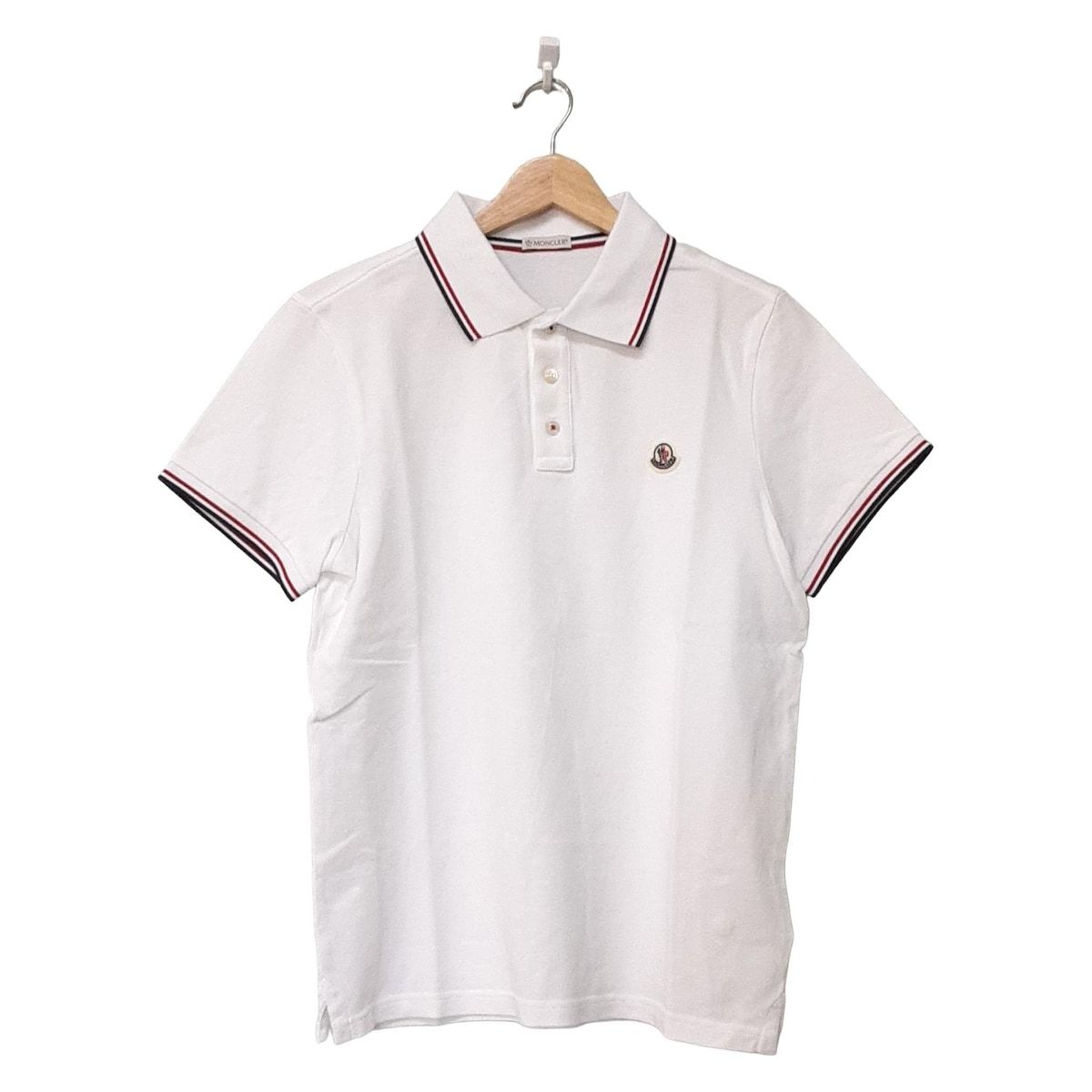 MONCLER モンクレール 半袖ポロシャツ サイズM メンズ - 白×レッド