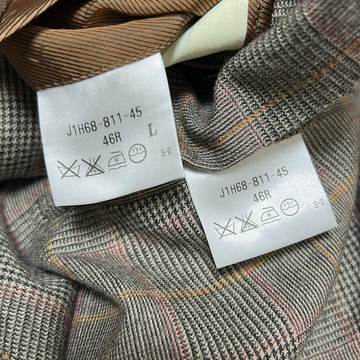 PaulStuart ポールスチュアート シングルスーツ メンズ - グレー×レッド×マルチ チェック柄 3点セット KANDAIZUMI_COM