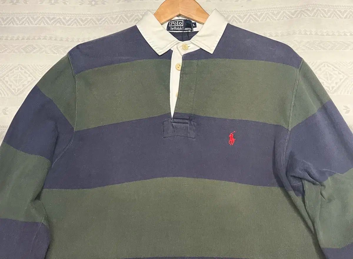 ポロ ラルフローレン ストライプ ラグビー シャツ L