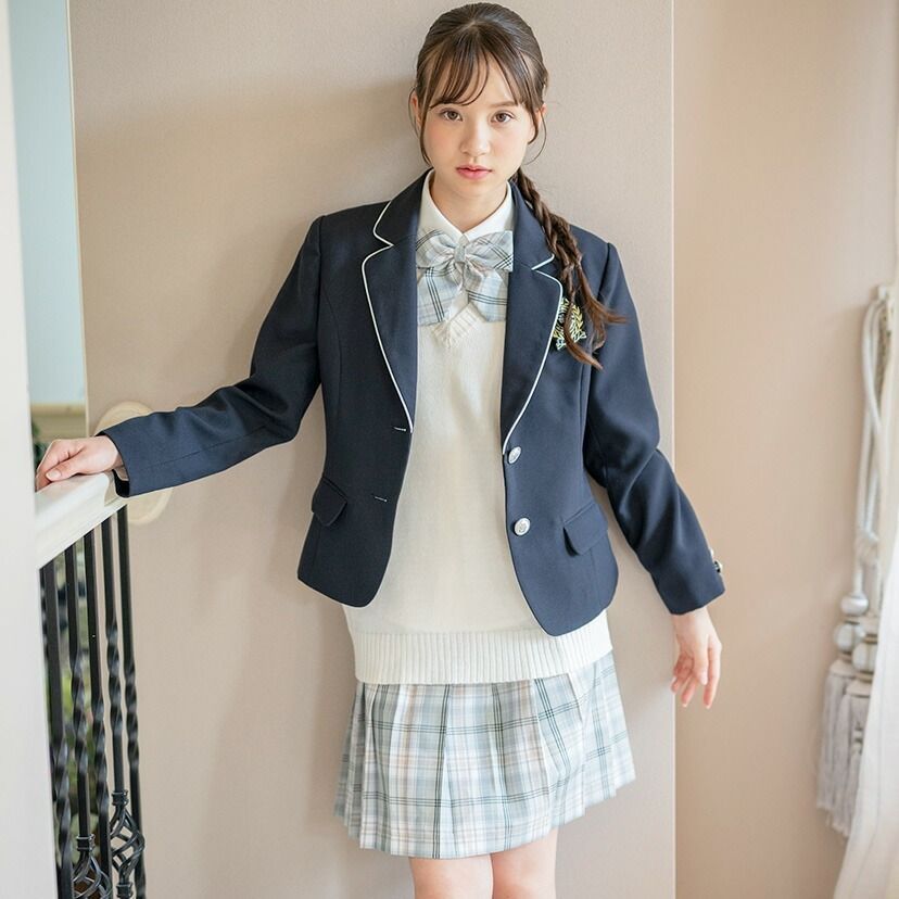 【サックス】ニットベスト付ミニ丈テーラードスーツ TAK キッズ キャサリンコテージ