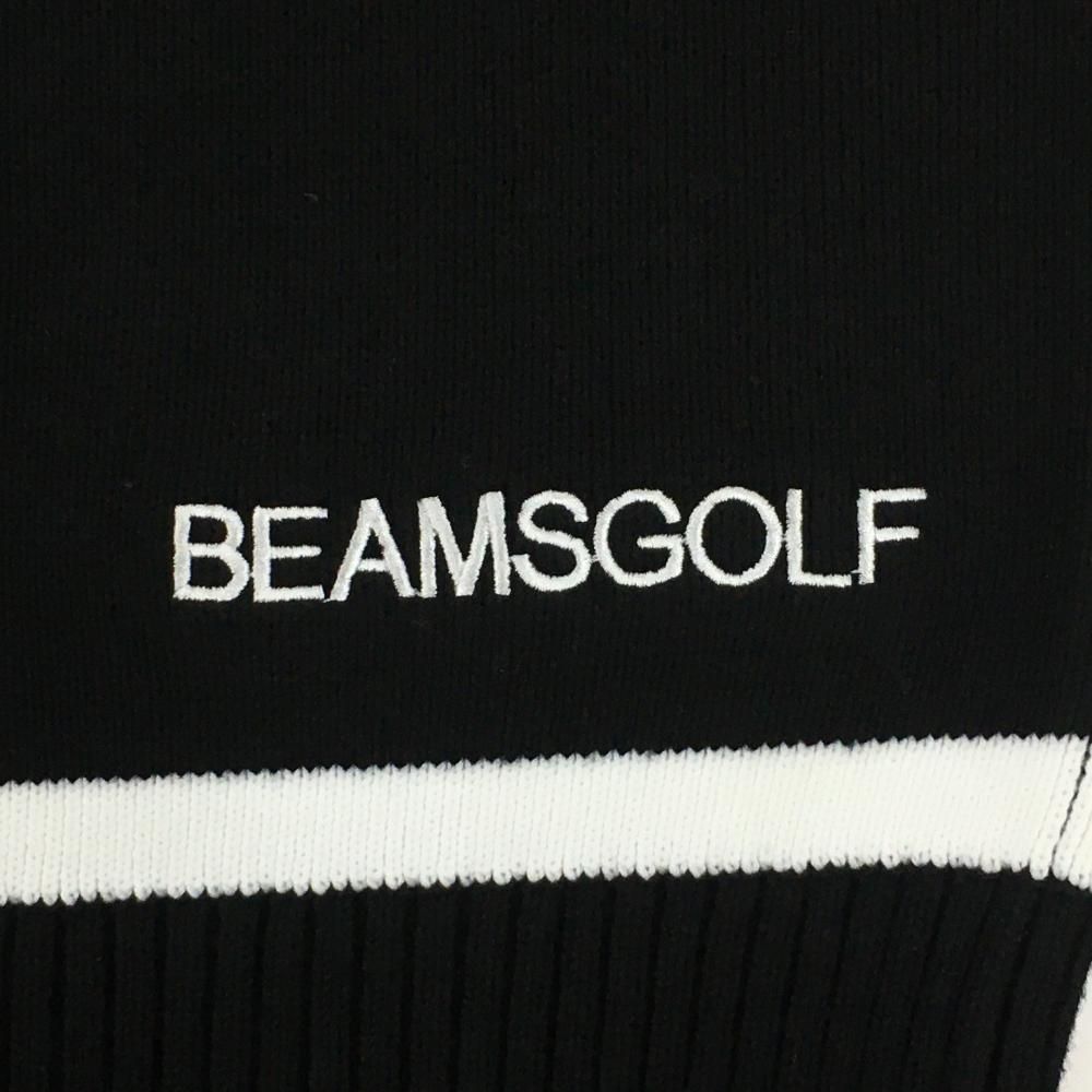 ビームスゴルフ ニットベスト 黒 ロゴ白 コットン混 レディース L ゴルフウェア モデル BEAMS GOLF LLC-HASEGAWATOSO_COM