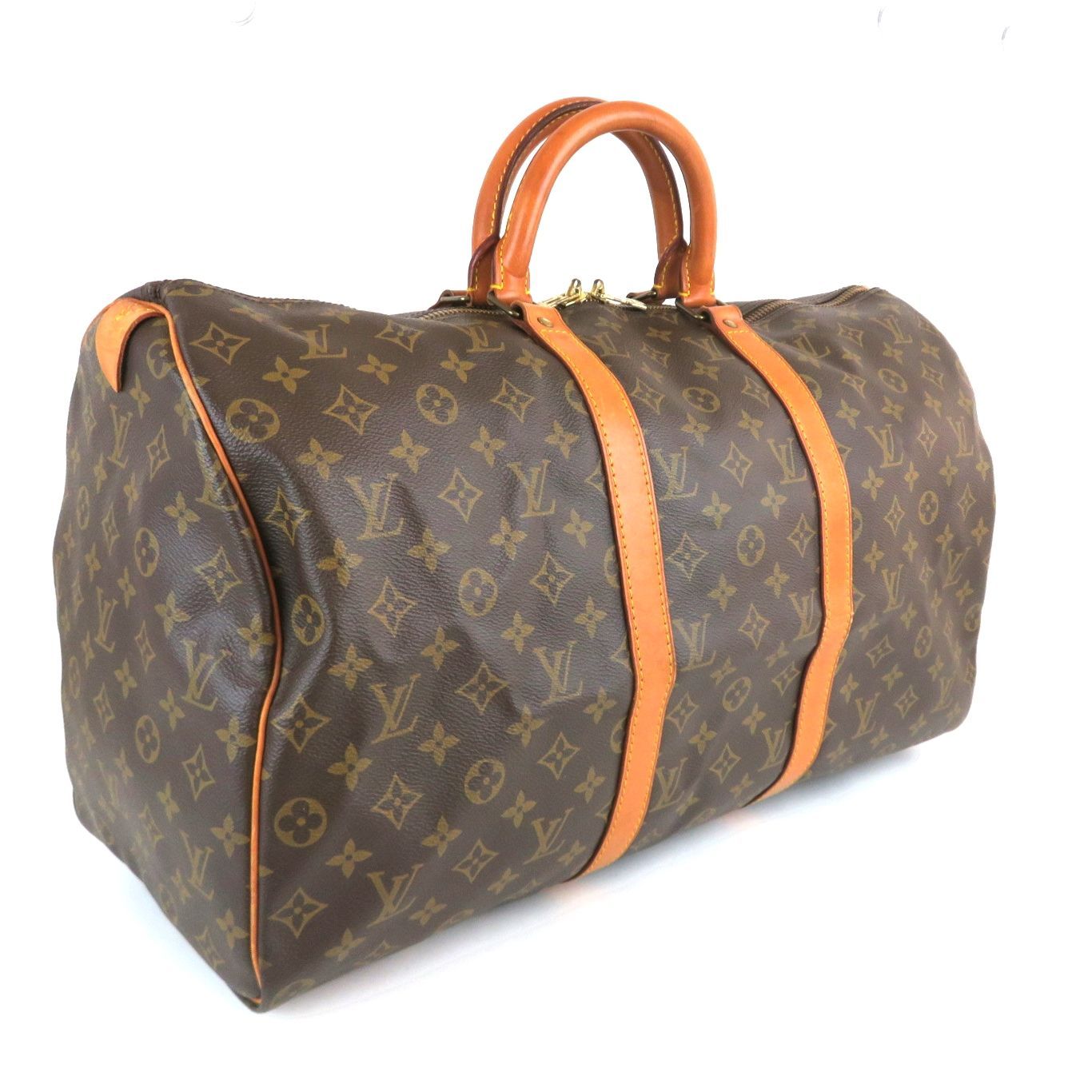 LOUIS VUITTON ルイヴィトン キーポル50 Keepall50 モノグラム ブラウン ボストンバッグ パドロック 南京錠付き rk9740