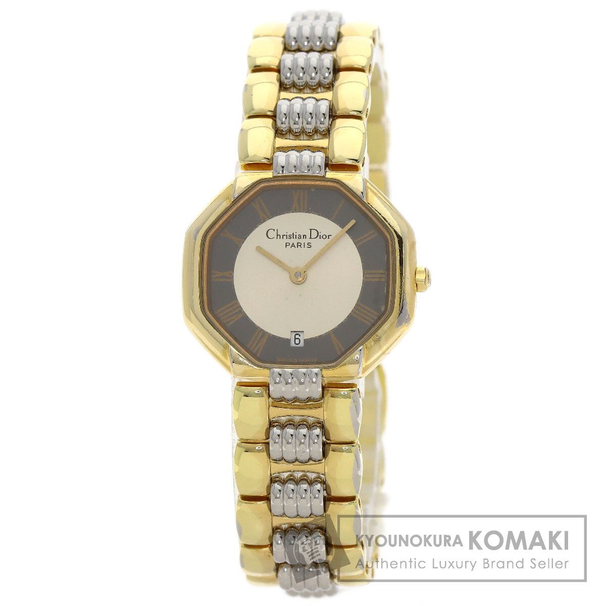 CHRISTIAN DIOR クリスチャンディオール D48-133 オクタゴン 腕時計 SS SSxGP GP レディース