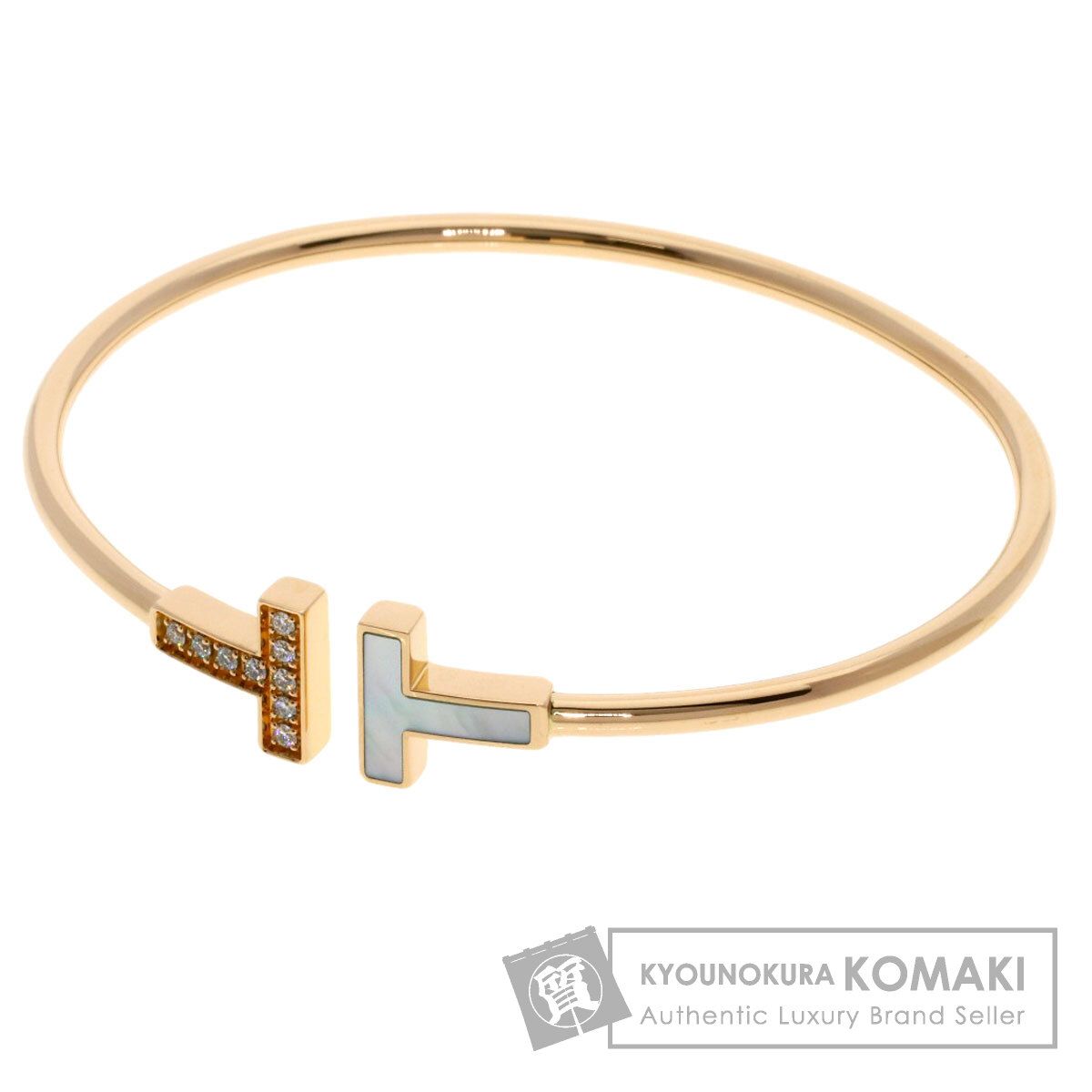 TIFFANY-Co. ティファニー Tワイヤー シェル ダイヤモンド ブレスレット K18PG レディース