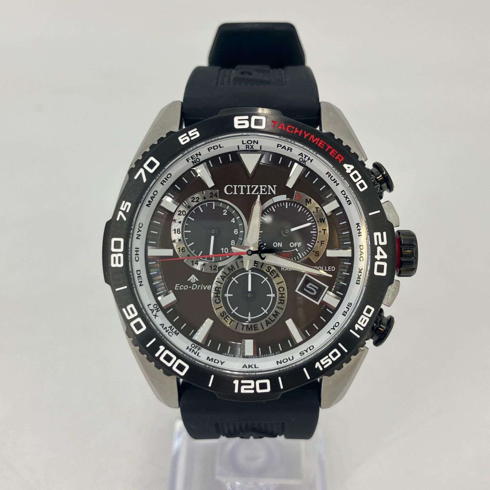 CITIZEN シチズン 腕時計 アナログ電波ソーラー プロマスター エコドライブ クロノグラフ E 660 R 010522 ブラック 131