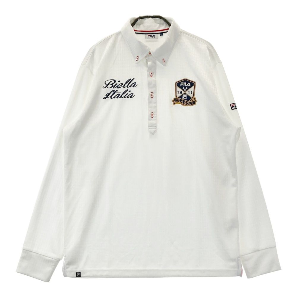 サイズ：LL FILA GOLF フィラゴルフ 長袖ポロシャツ ダイヤ柄 ホワイト 