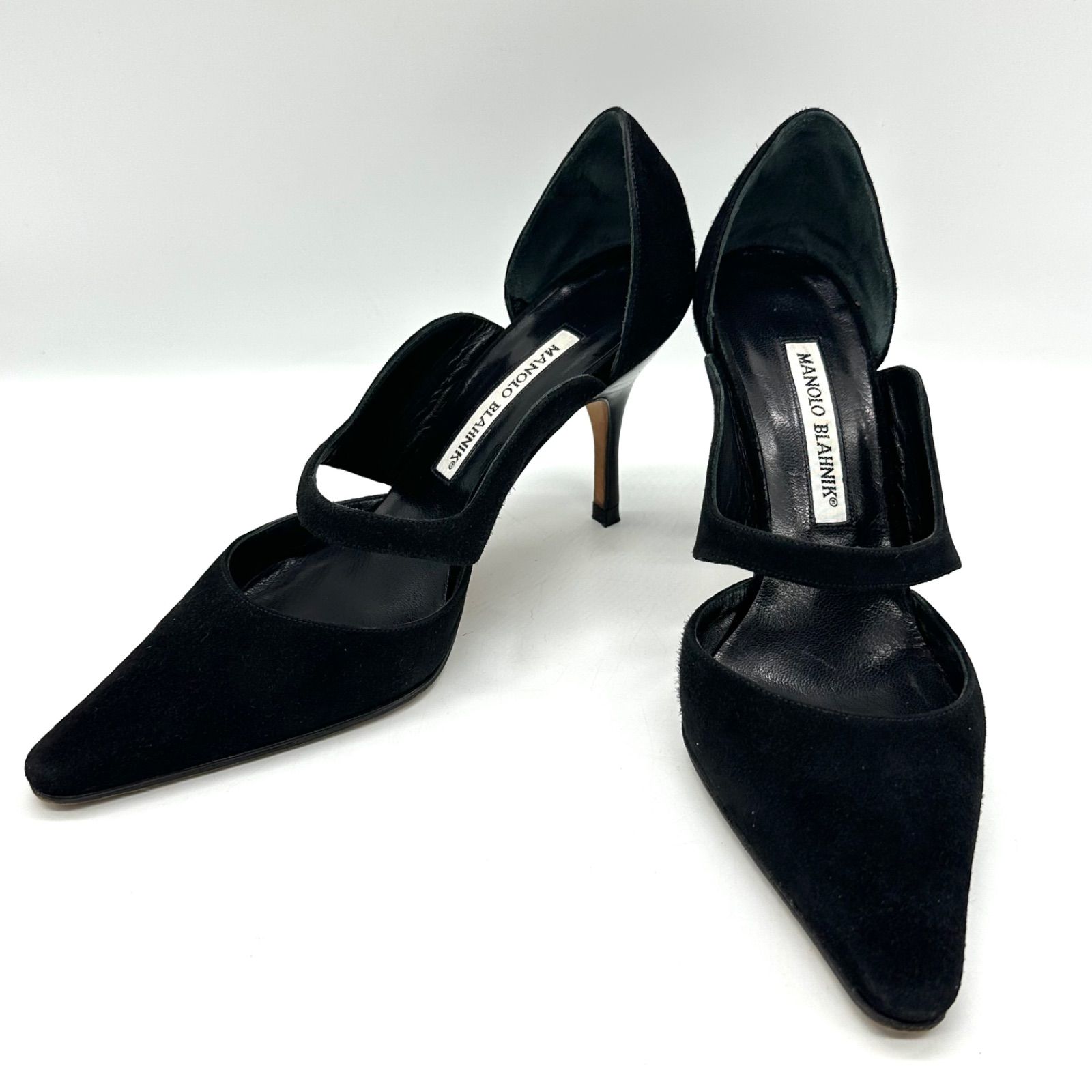 MANOLO BLAHNIK マノロブラニク パンプス ハイヒール ポインテッドトゥ スエード ブラック 36.5 23.5 cm相当