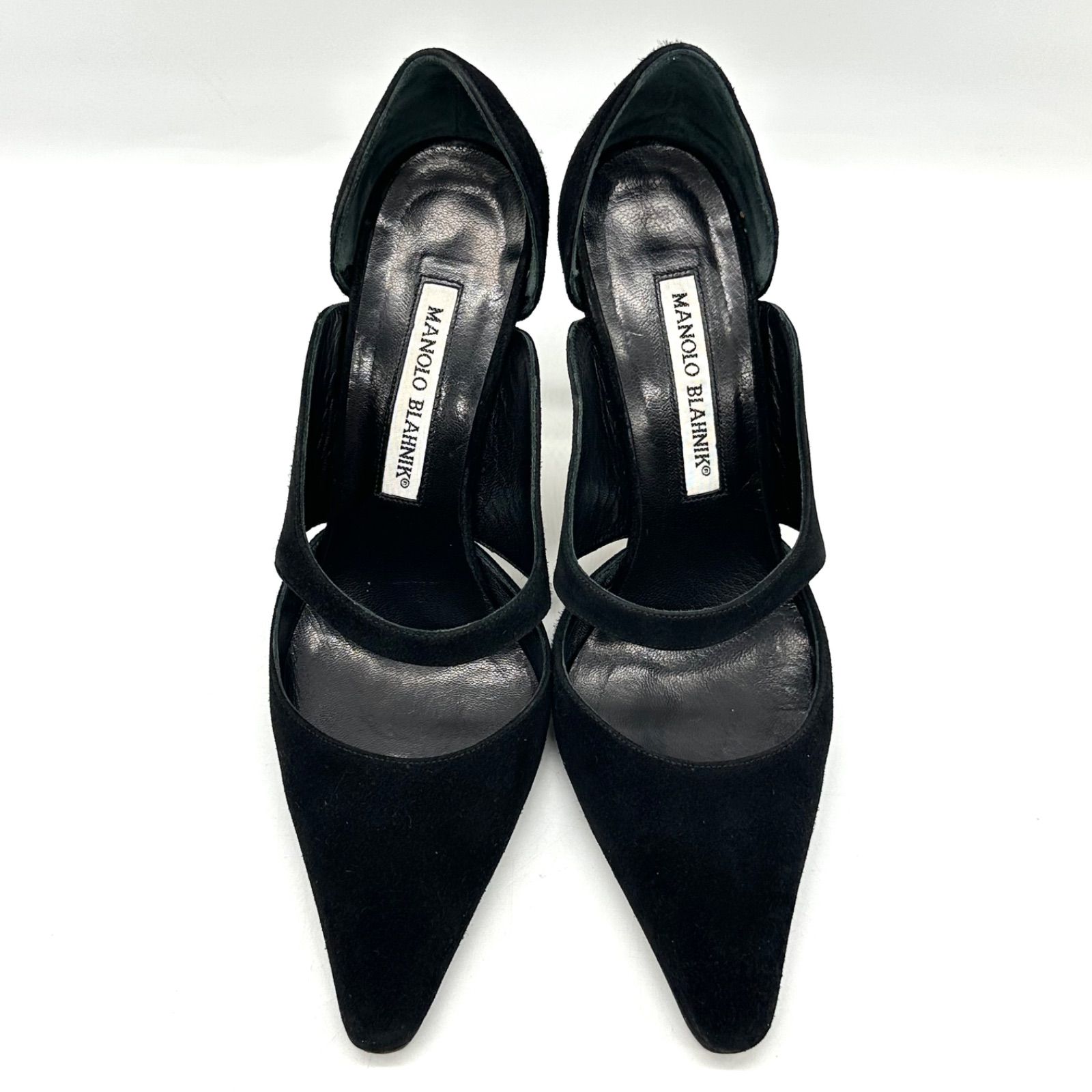 MANOLO BLAHNIK マノロブラニク パンプス ハイヒール ポインテッドトゥ スエード ブラック 36.5 23.5 cm相当