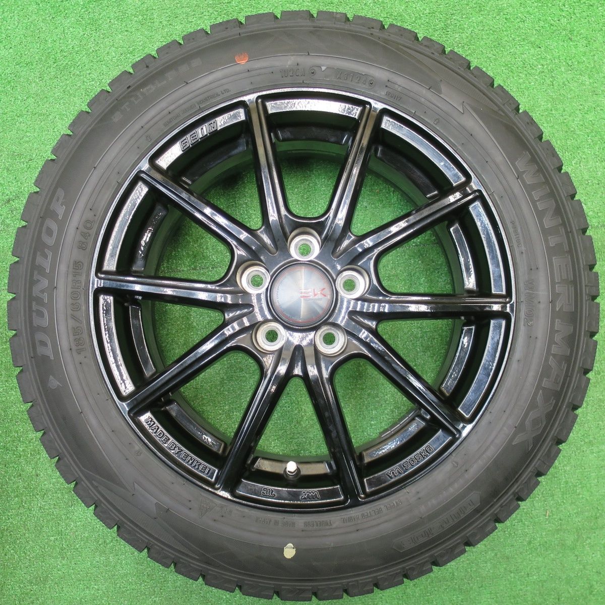 バリ溝 24年 ほぼ10分 シエンタ 等 185 60 R 15 スタッドレス ダンロップ ウインターマックス WM 02 SEIN EK AME ザイン 15インチ PCD 100 5 H ス