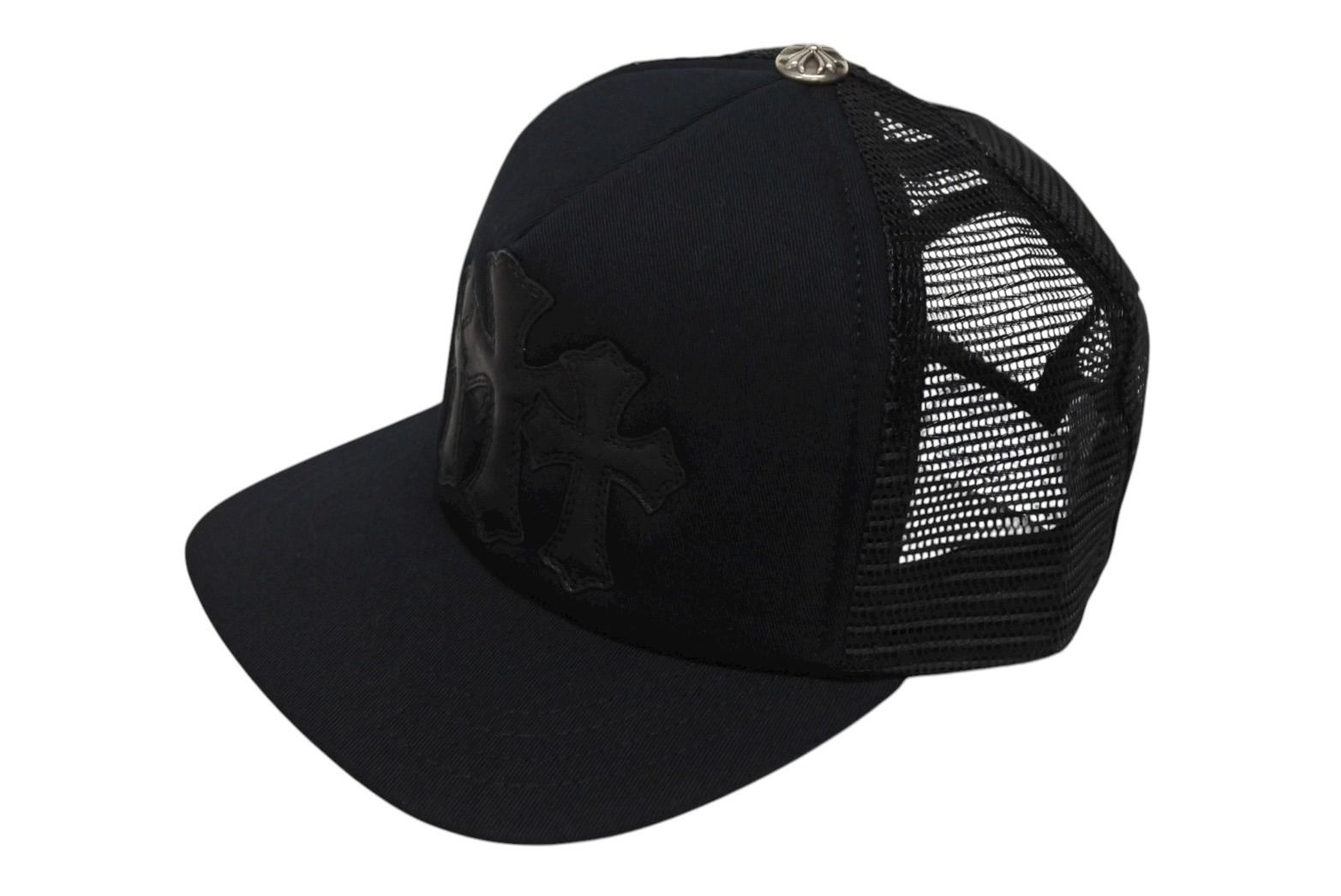 CHROME HEARTS クロムハーツ TRUCKER CAP トラッカーキャップ セメタリーレザーパッチ メッシュキャップ ブラック 4 b 008861