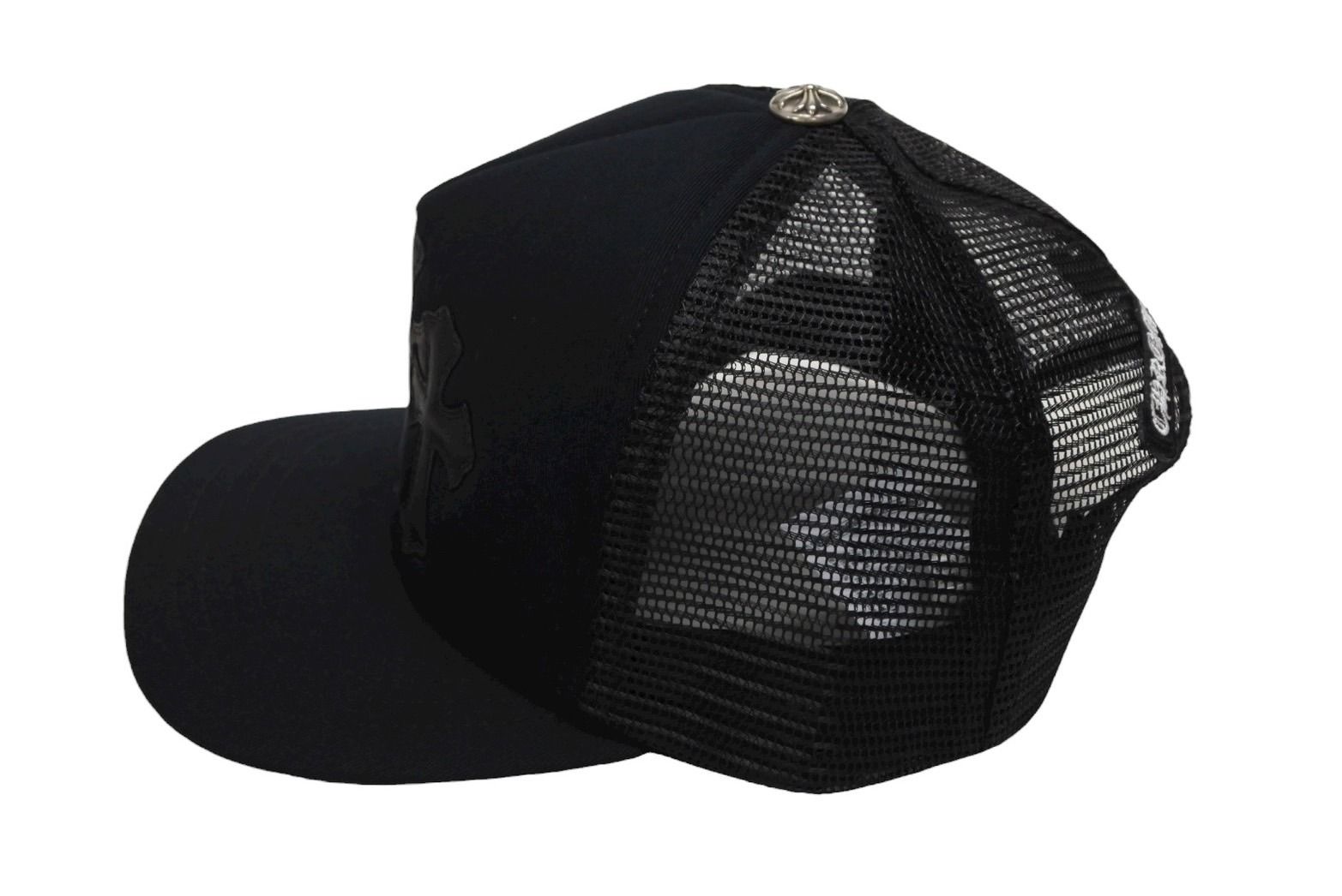 CHROME HEARTS クロムハーツ TRUCKER CAP トラッカーキャップ セメタリーレザーパッチ メッシュキャップ ブラック 4 b 008861