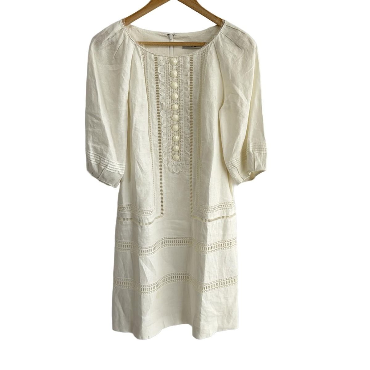 ADORE アドーア ワンピース サイズ36 S レディース - アイボリー クルーネック 長袖 ロング レース フラワー 花 プリーツ