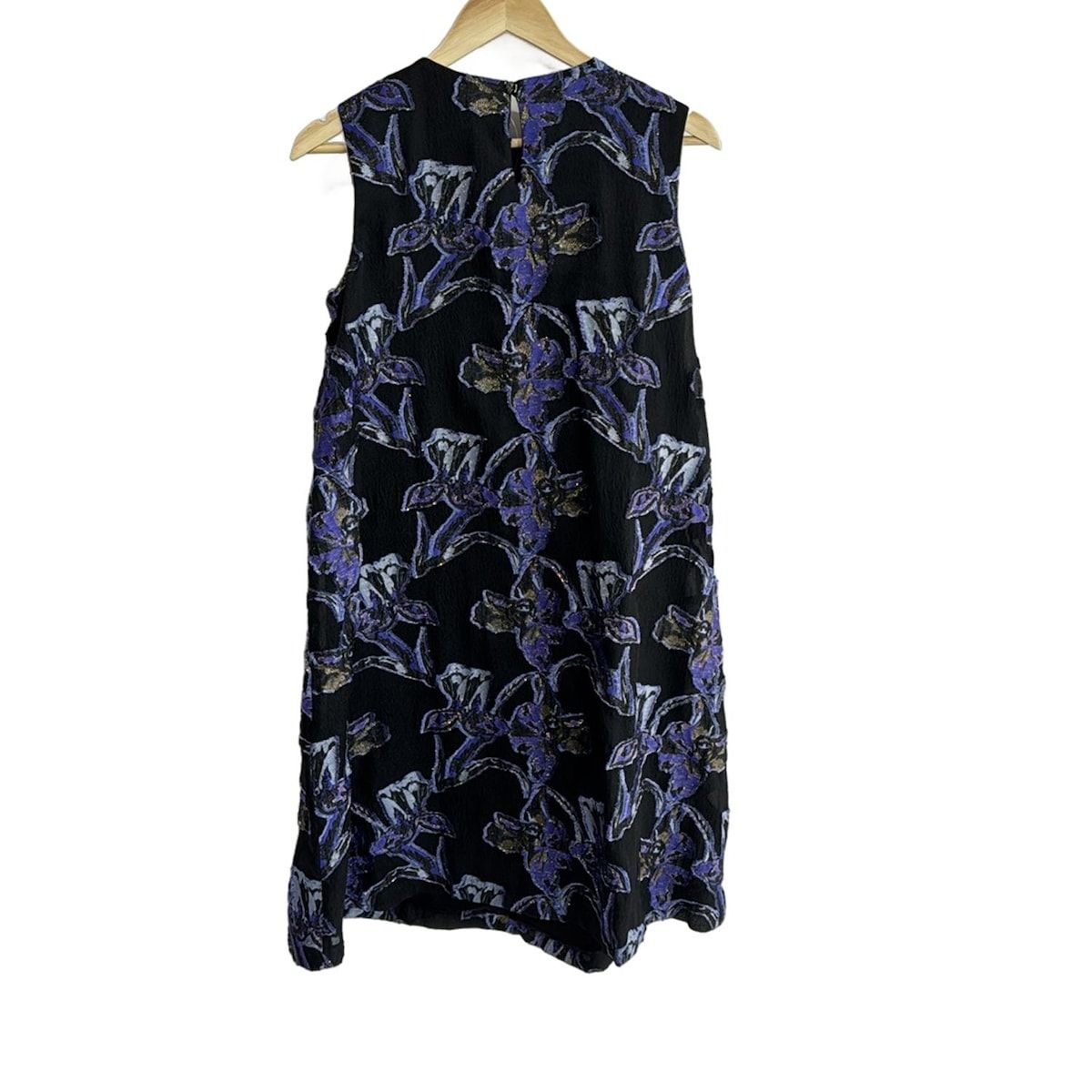 アドーア ワンピース サイズ38 M レディース - 黒×パープル×ライトブルー クルーネック ノースリーブ ロング フラワー 花 ラメ