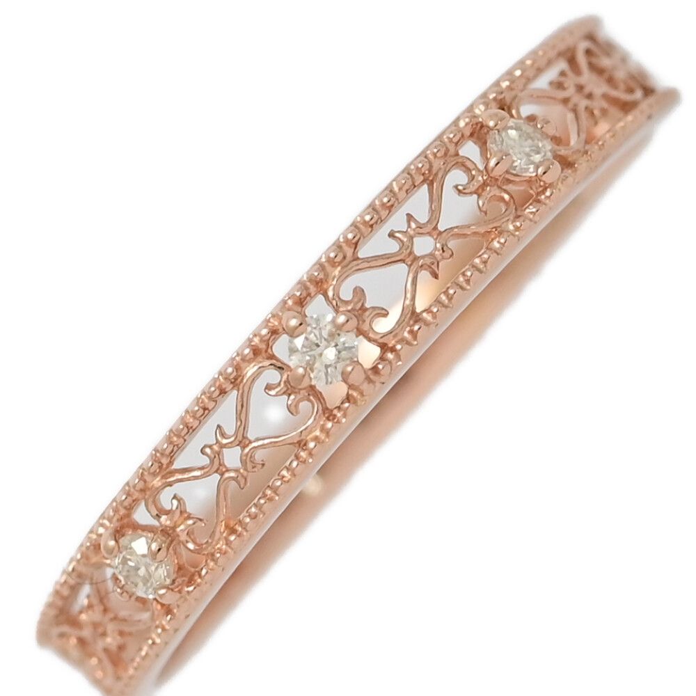 透かしデザイン 3P ダイヤモンド リング・指輪 K10PG 416-1.2g 14号 54 ピンクゴールド プレゼント 記念日 ♀ N レディース 595127