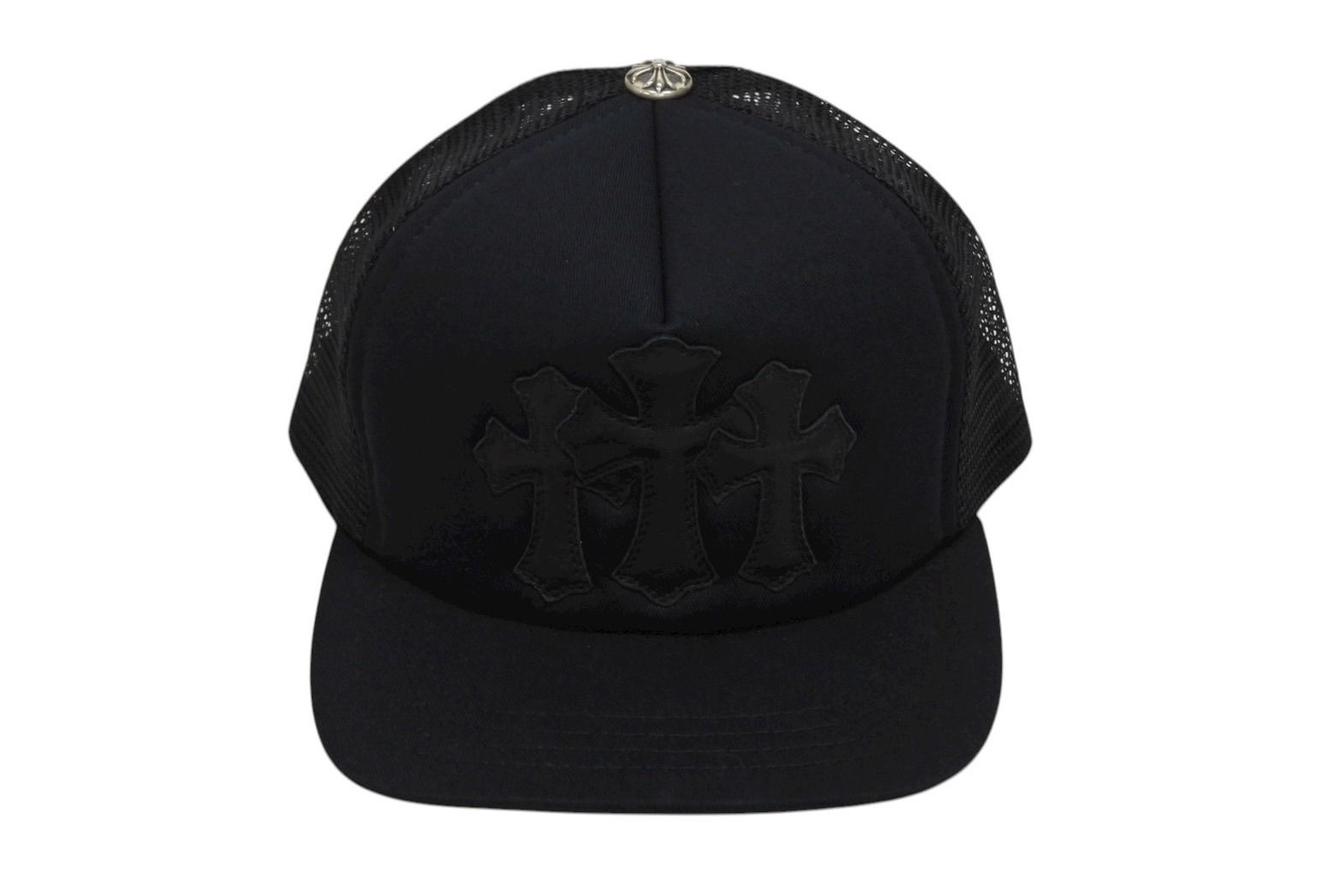 CHROME HEARTS クロムハーツ TRUCKER CAP トラッカーキャップ セメタリーレザーパッチ メッシュキャップ ブラック 4b008863