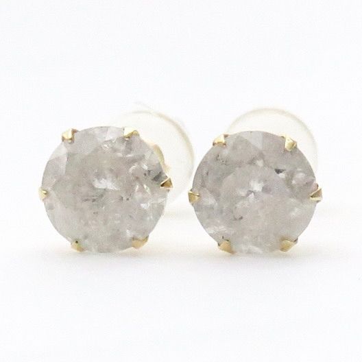 K18YG 天然ダイヤモンド 各0.9ct ピアス 大粒 18金イエローゴールド 品