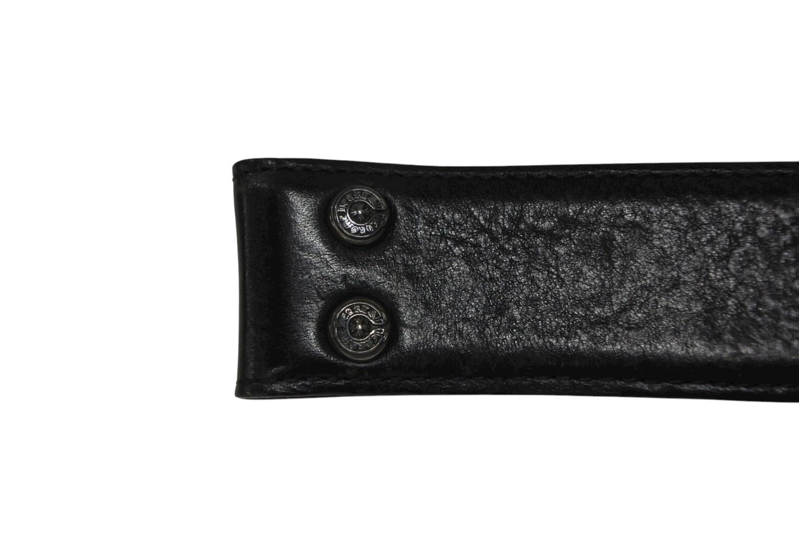 CHROME HEARTS クロムハーツ ベルト ストラップ サイズ32 ホースシュー ブラック レザー シルバー925 4 b 008907