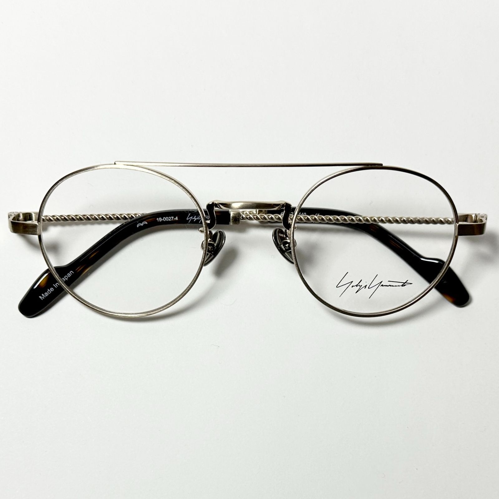 Yohji Yamamoto ヨウジヤマモト YY19-0027 4 金色 べっ甲柄 小振り 丸メガネ 純正ケース付き ダブルブリッジ ツーブリッジ Y3