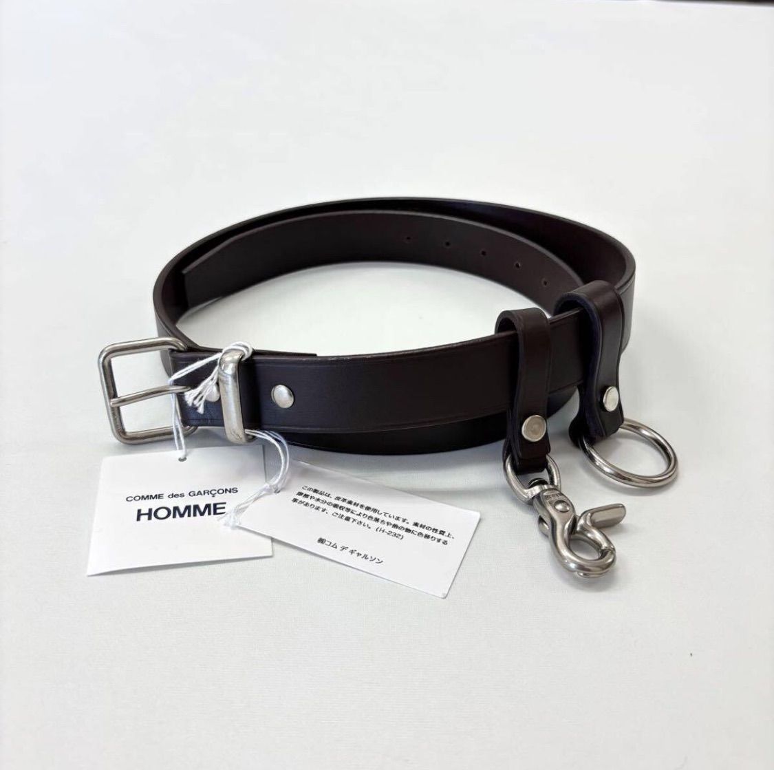 25aw 2025 COMME des GARCONS HOMME コム デ ギャルソン オム ステアオイル スムース レザー ベルト ブラウン 系 size 708-0160
