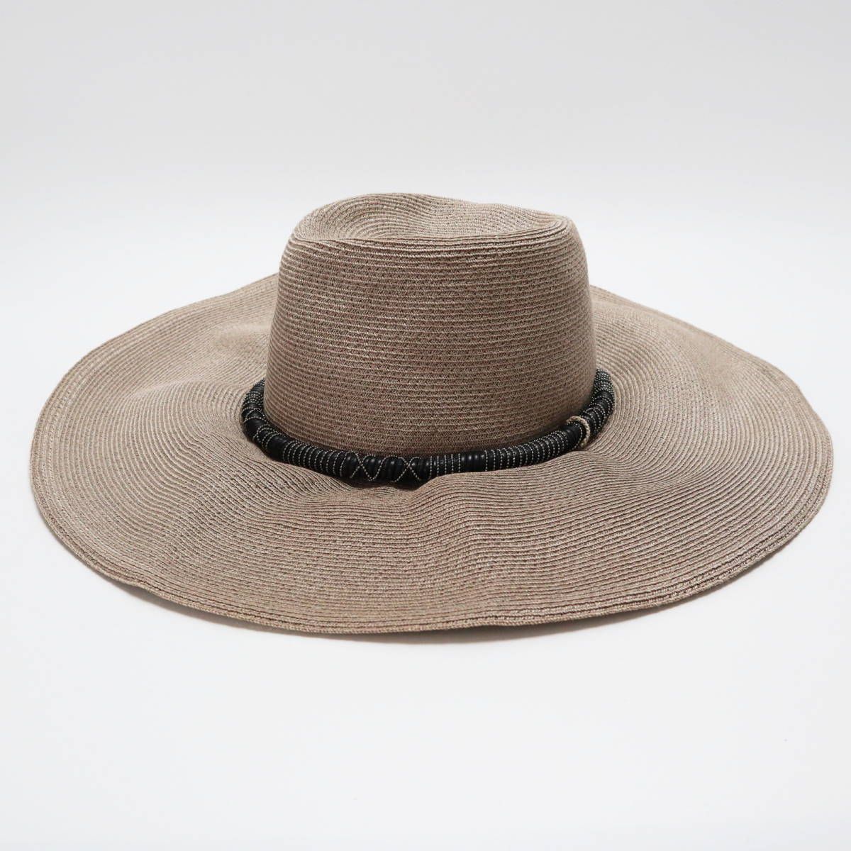 BRUNELLO CUCINELLI ブルネロクチネリ コットン アセテート ナイロン ストローハット 麦わら帽子 M ベージュ ブラック S11-k037