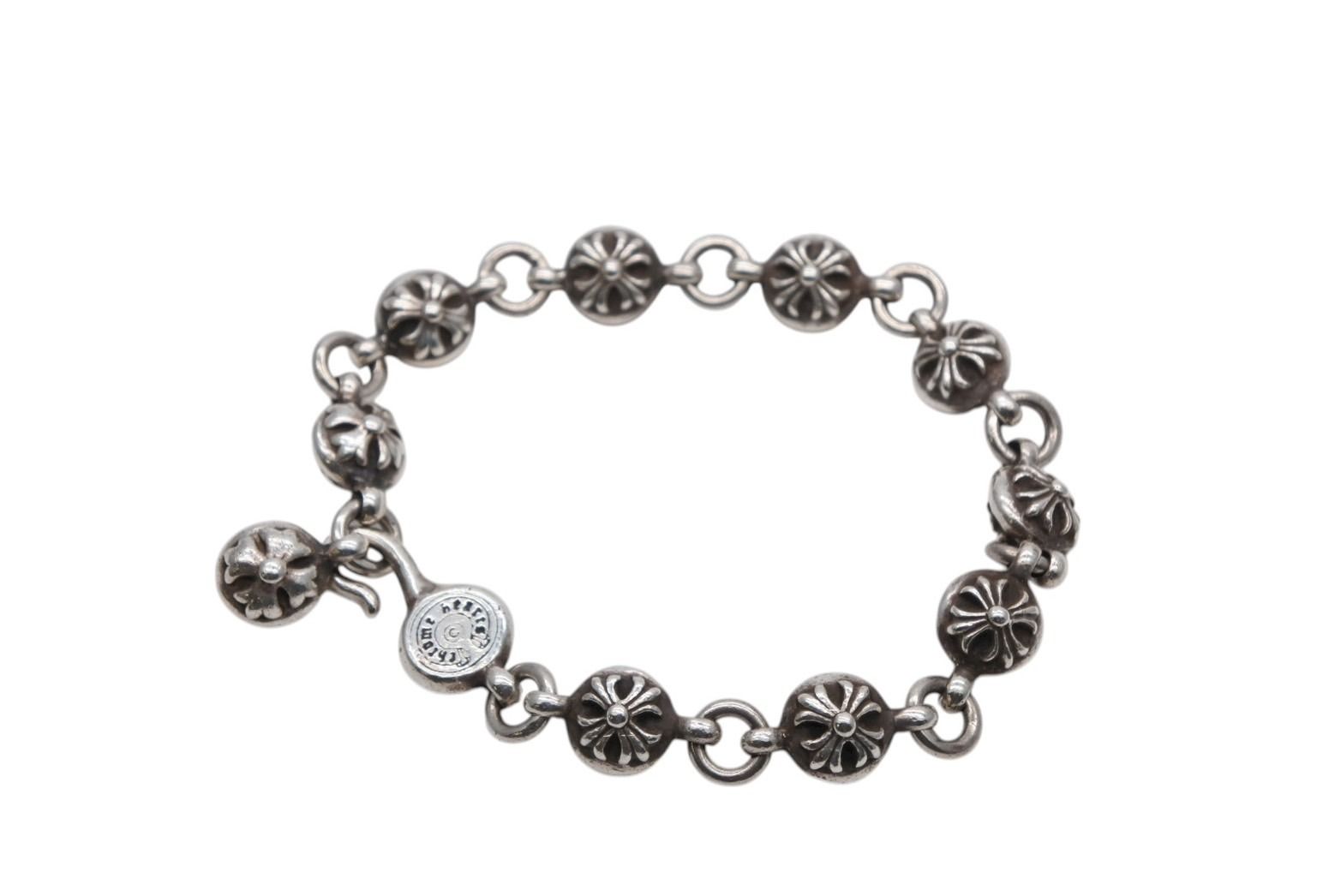 CHROME HEARTS クロムハーツ クロスボール ブレスレット 重量約64.8g 10LINK 全長約25.5cm 1991 .925刻印 シルバー925 4b008902