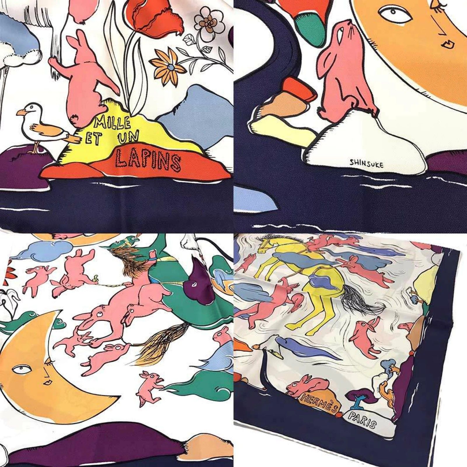 エルメス スカーフ カレ90 千と一のウサギ シルク レディース