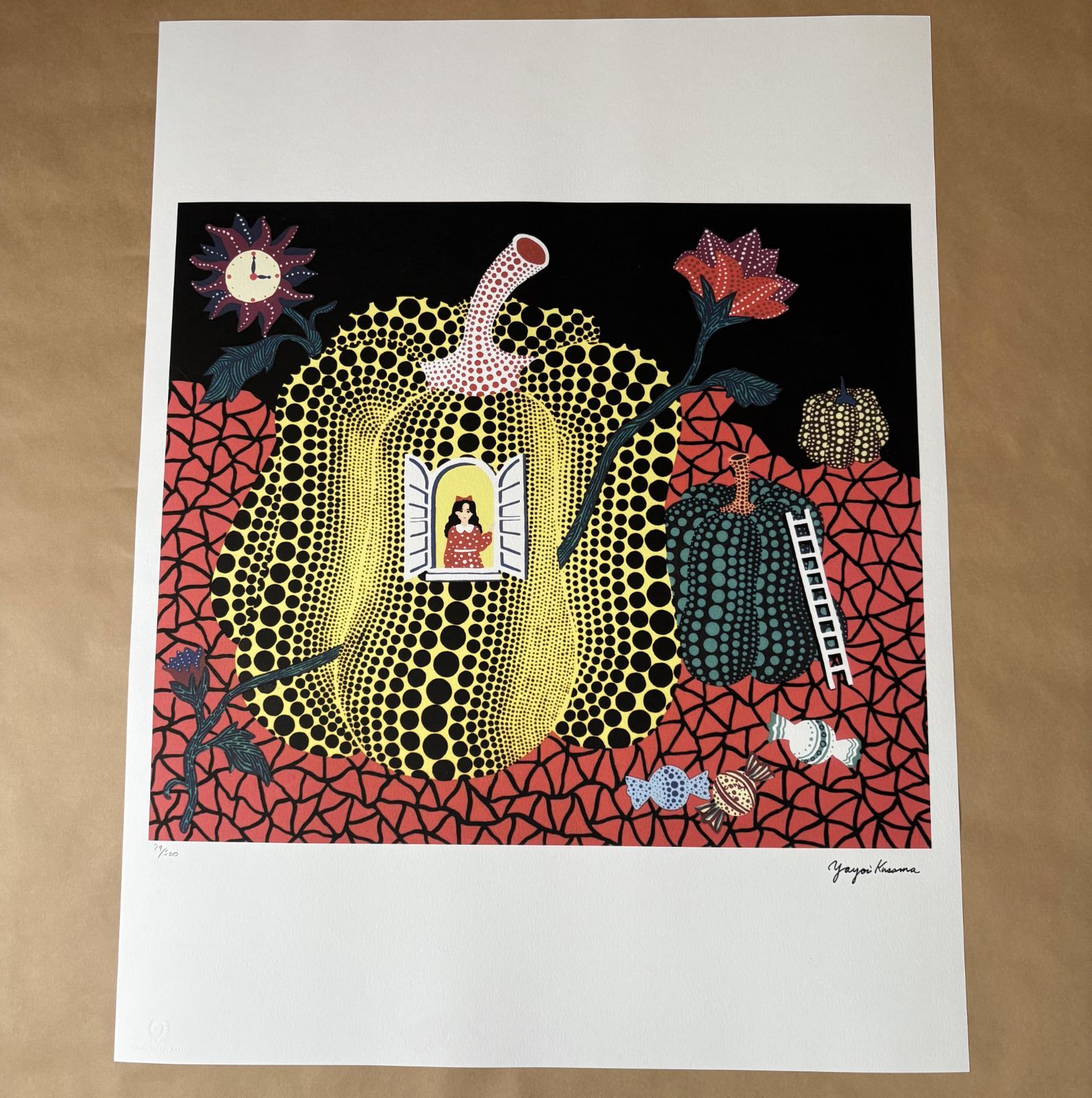 希少】Yayoi Kusama 草間彌生 サイン入り リトグラフ「こんにちは