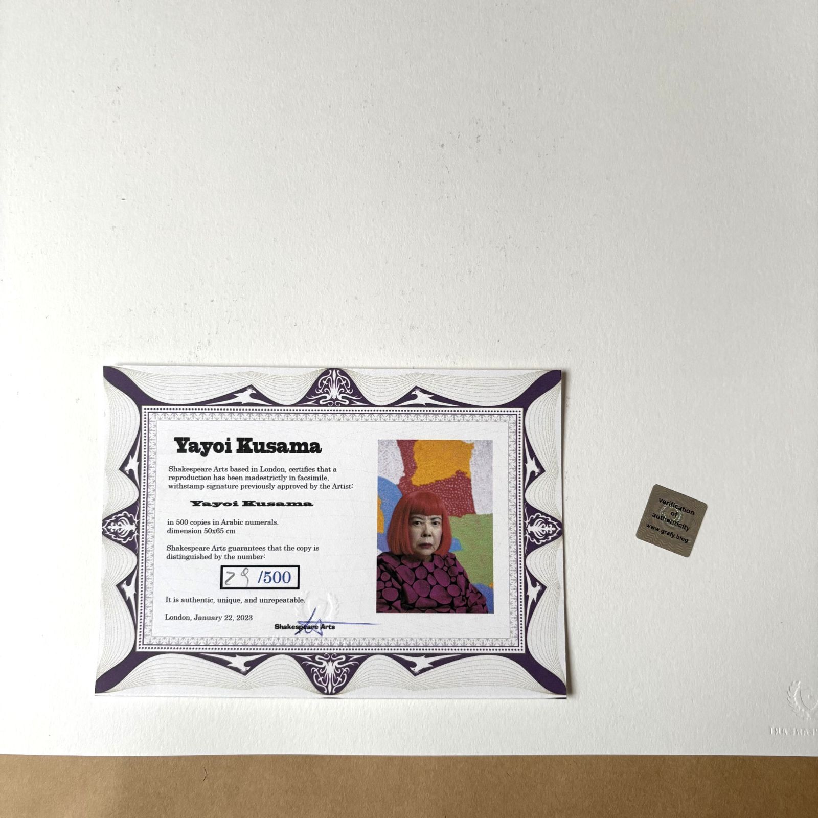 希少】Yayoi Kusama 草間彌生 サイン入り リトグラフ「こんにちは