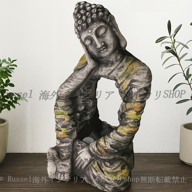 ガーデン オーナメント 仏像 ヴィンテージ調 高さ 51cm おしゃれ インテリア 置物 オブジェ ガーデニング 雑貨 室内 屋外 レトロ調 アート アンティーク調 庭 玄関 ベランダ