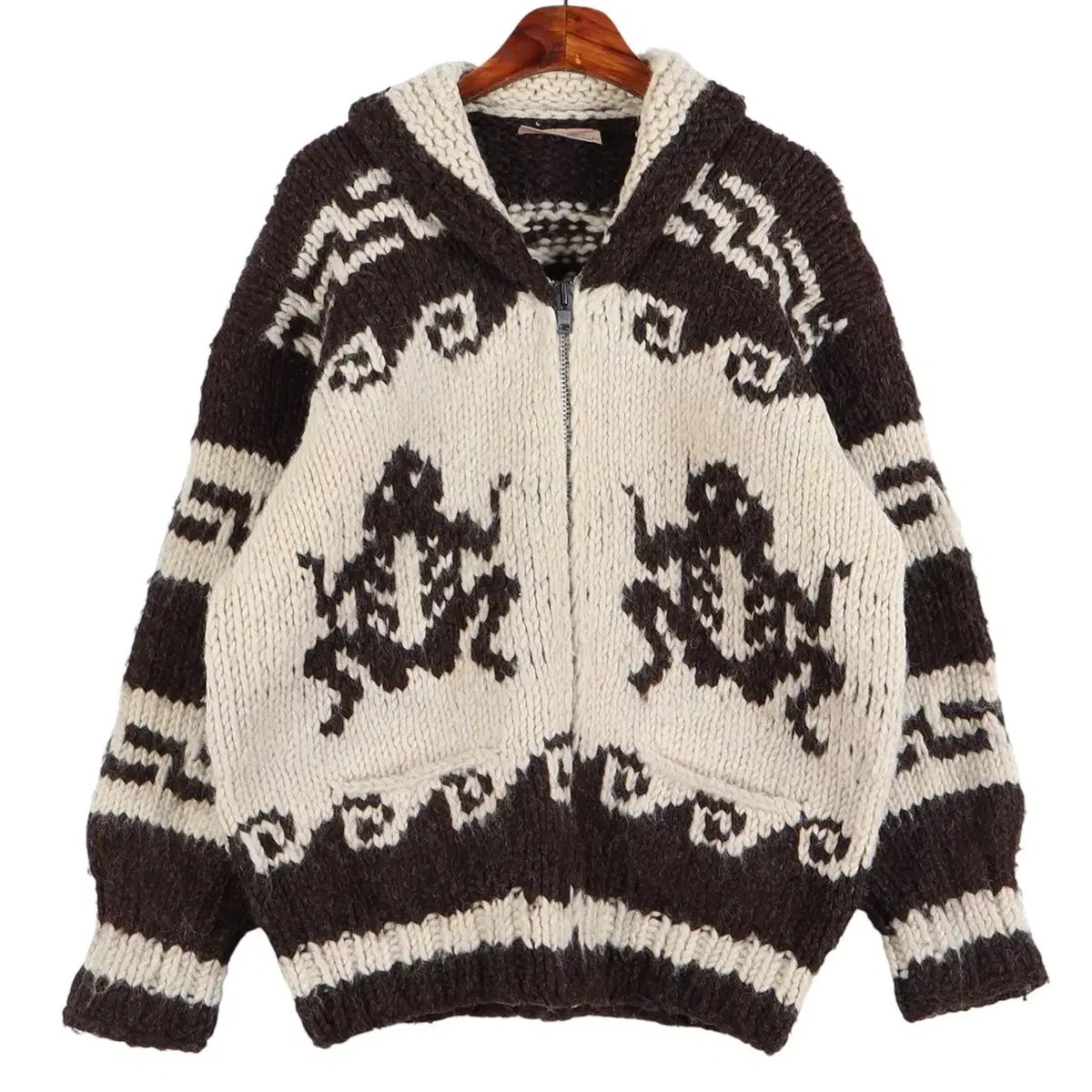HILLS INDIAN CRAFTS カウチンニット ジップアップ L k834