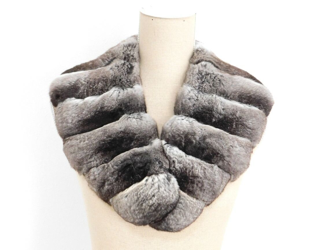 チンチラ ティペット リアルファー ショール グレー系 rk3828