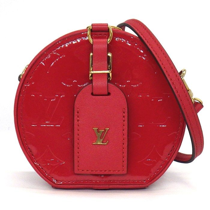 ミニ ボワット シャポー M90498 2019年製 ルージュ モノグラム ヴェルニ エナメル加工 カーフスキン ゴールド金具