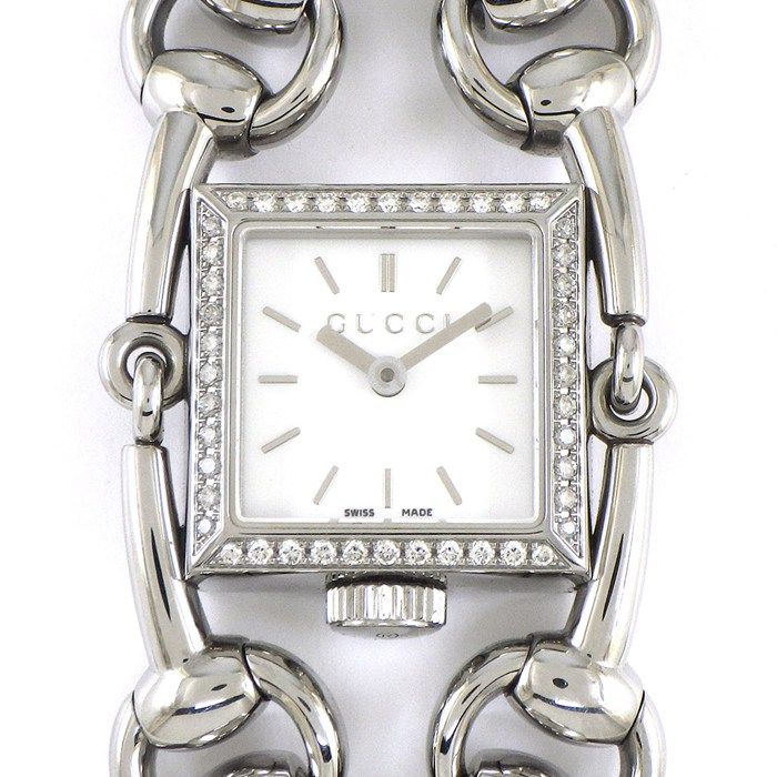 グッチ GUCCI 腕時計 シニョーリア 116.5 ダイヤベゼル スクエア ホワイト文字盤 SS クオーツアナログ