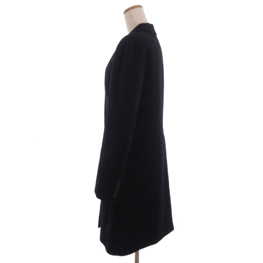 マックス-コー MAX-CO. チェスターコート カシミヤ混 長袖 比翼 40 黒 ブラック
