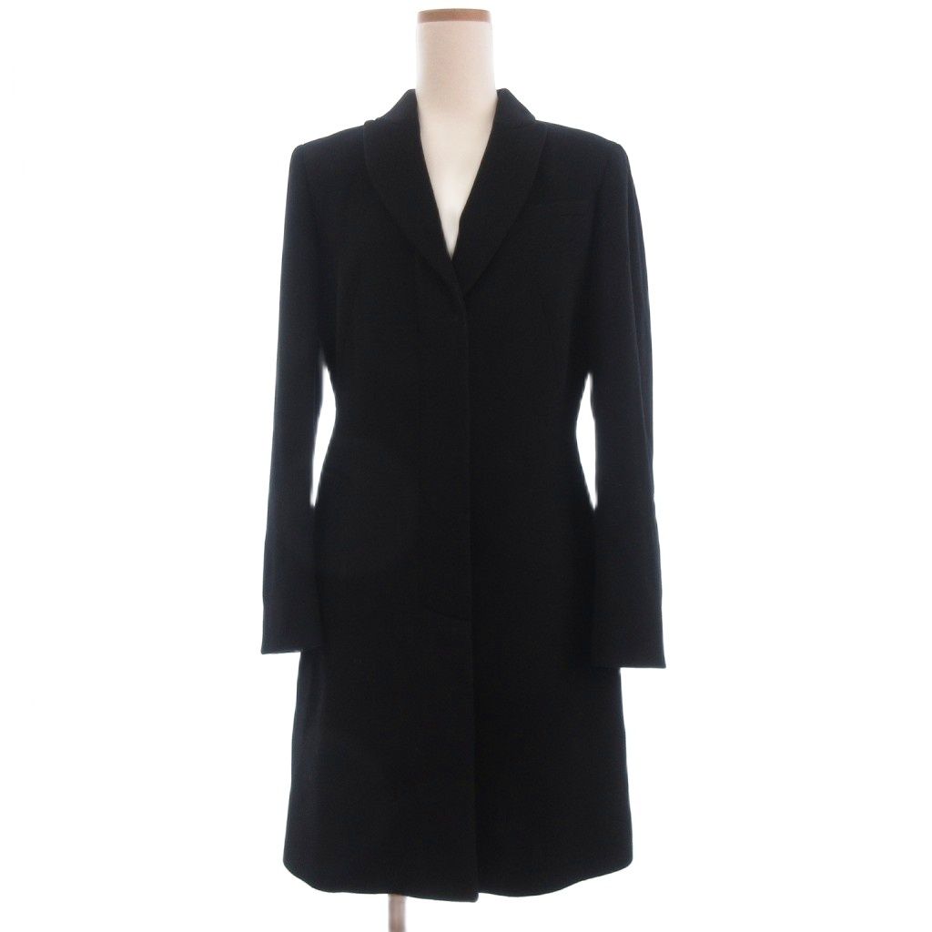 マックス-コー MAX-CO. チェスターコート カシミヤ混 長袖 比翼 40 黒 ブラック