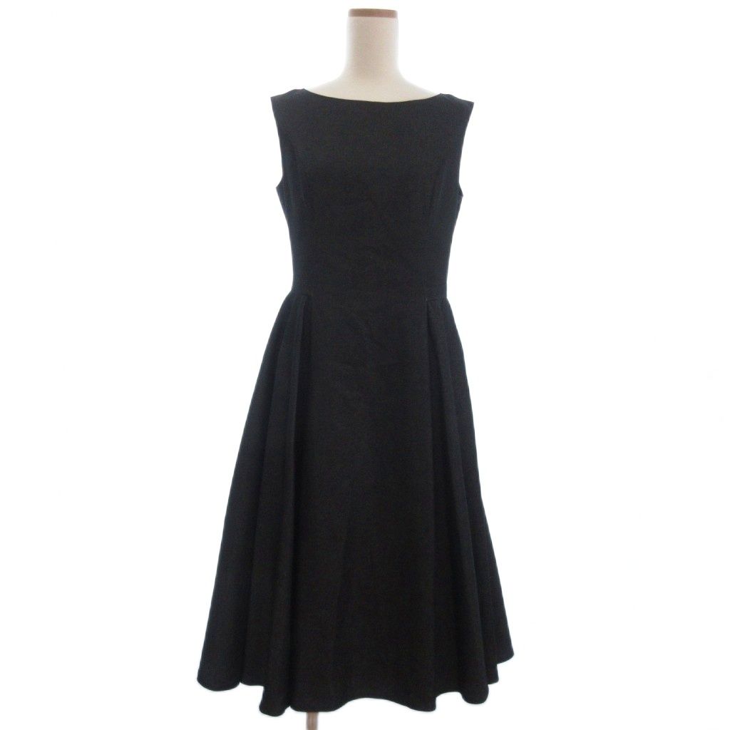 ルネ Rene ノースリーブ タック フ ワンピース デニム ミディ丈 ダークグレー系 36