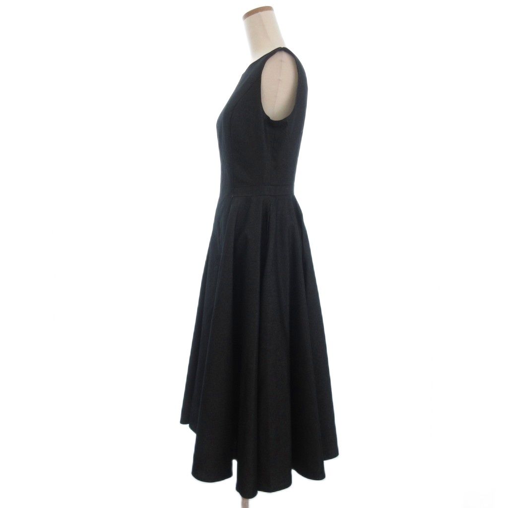 ルネ Rene ノースリーブ タック フ ワンピース デニム ミディ丈 ダークグレー系 36