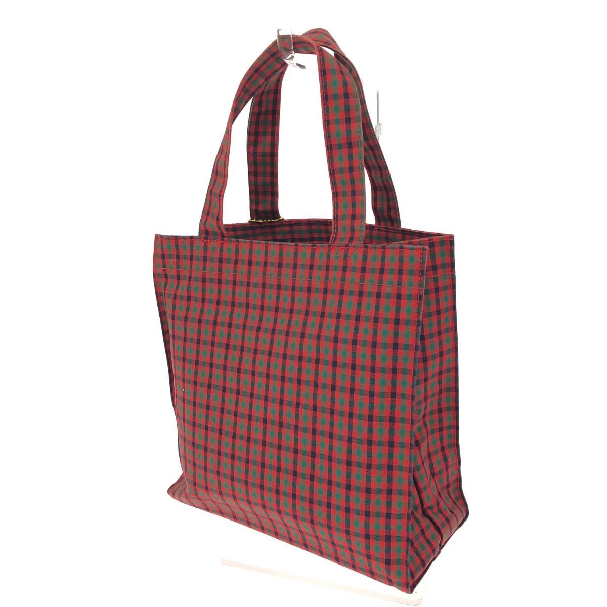 FAMILIAR ファミリア トートバッグ チェック柄 コットン レッド キッズ