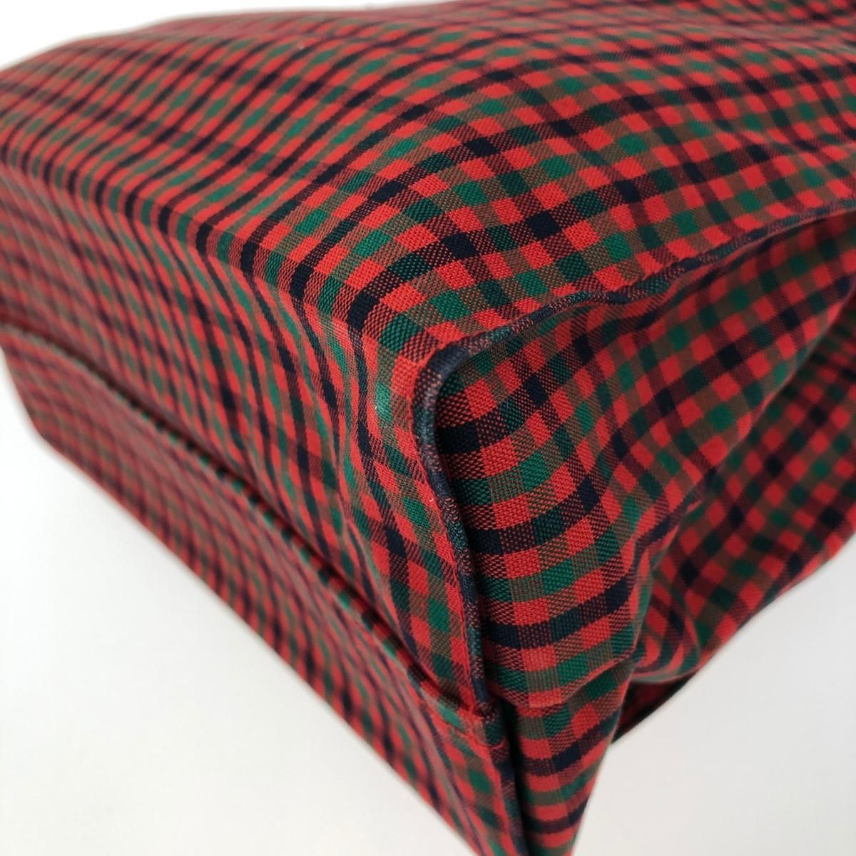 FAMILIAR ファミリア トートバッグ チェック柄 コットン レッド キッズ