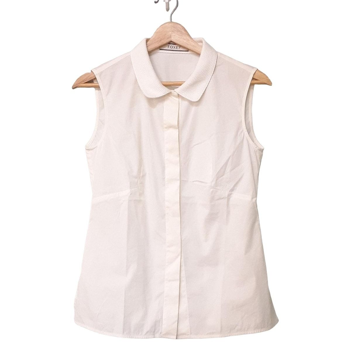 FOXEY フォクシー ノースリーブシャツブラウス サイズ38 M レディース - 34590 アイボリー