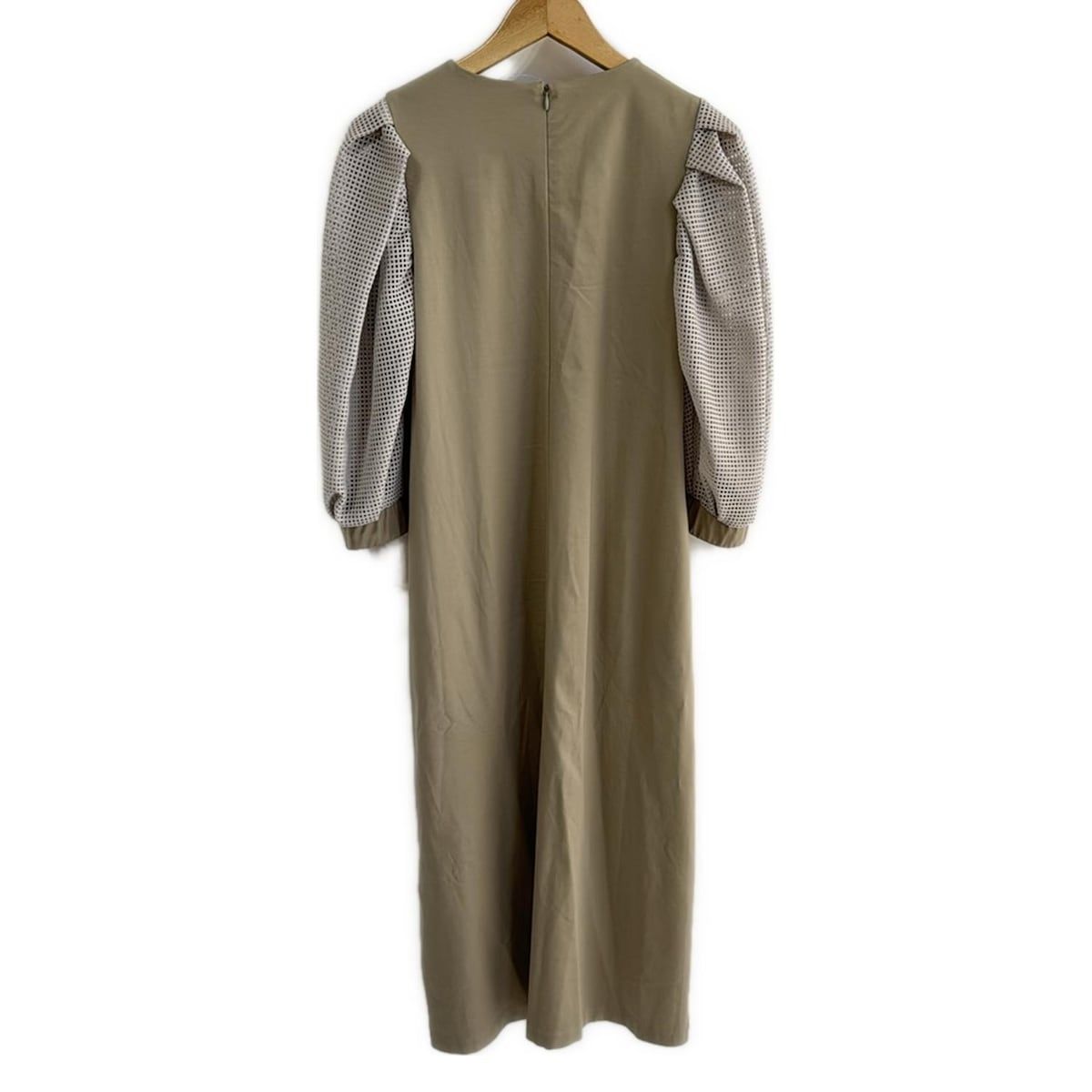 グレースクラス ワンピース サイズ36 S レディース - ベージュ 七分袖 ロング テンセルブレンドポンチ メッシュタックスリーブ