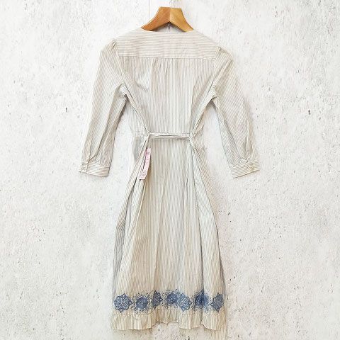 TOCCA トッカ ワンピース ストライプ 花柄 長袖 ホワイト グレー 0サイズ 〇