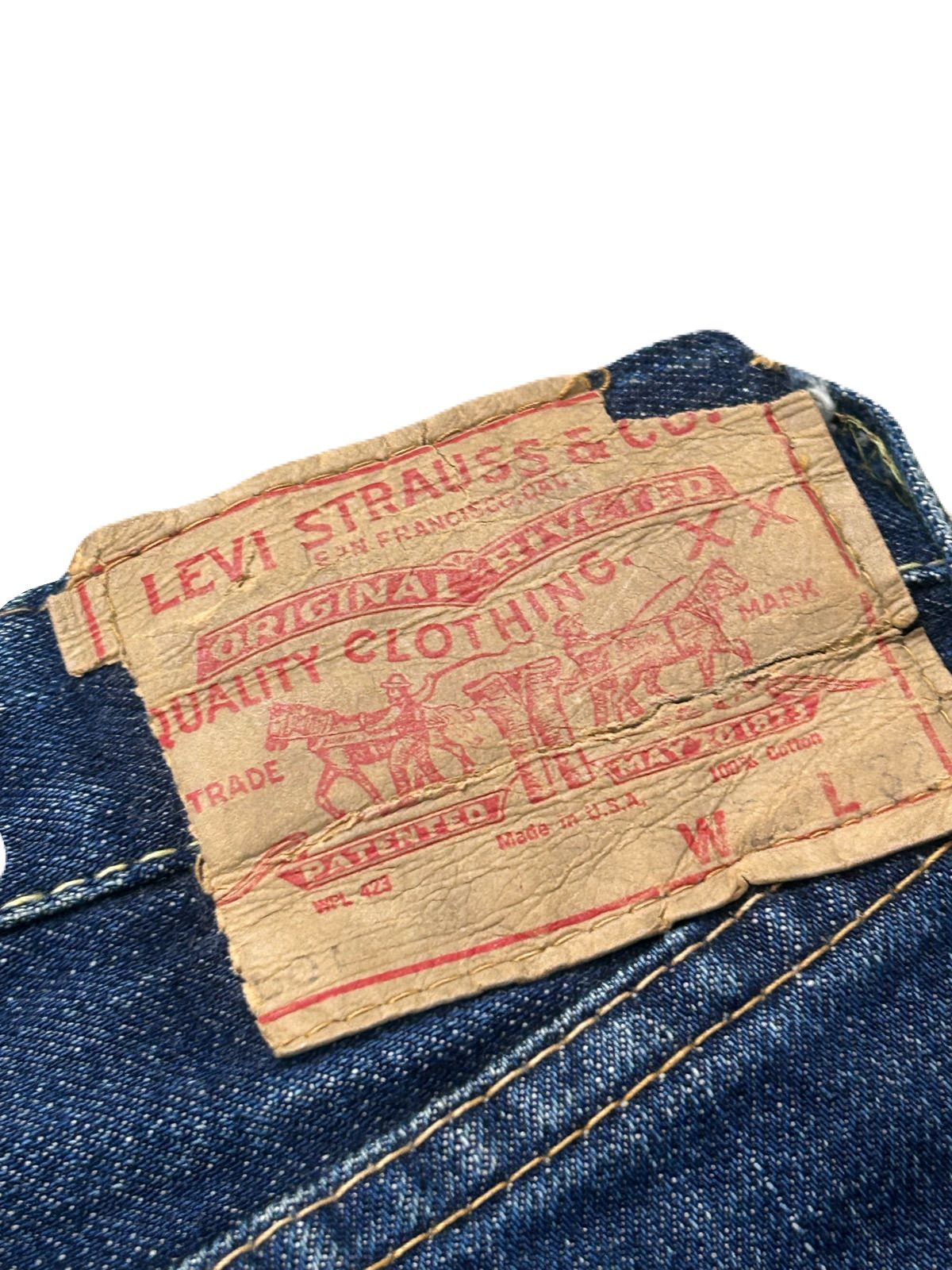 60's Levi's 501 BIGE Vステ ボタン裏16 裾カット 鬼ヒゲDenim pants