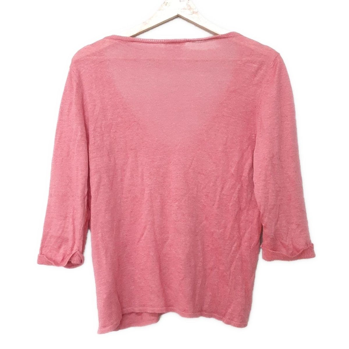 Max Mara マックスマーラ 七分袖セーター サイズL レディース - ピンク Vネック 麻