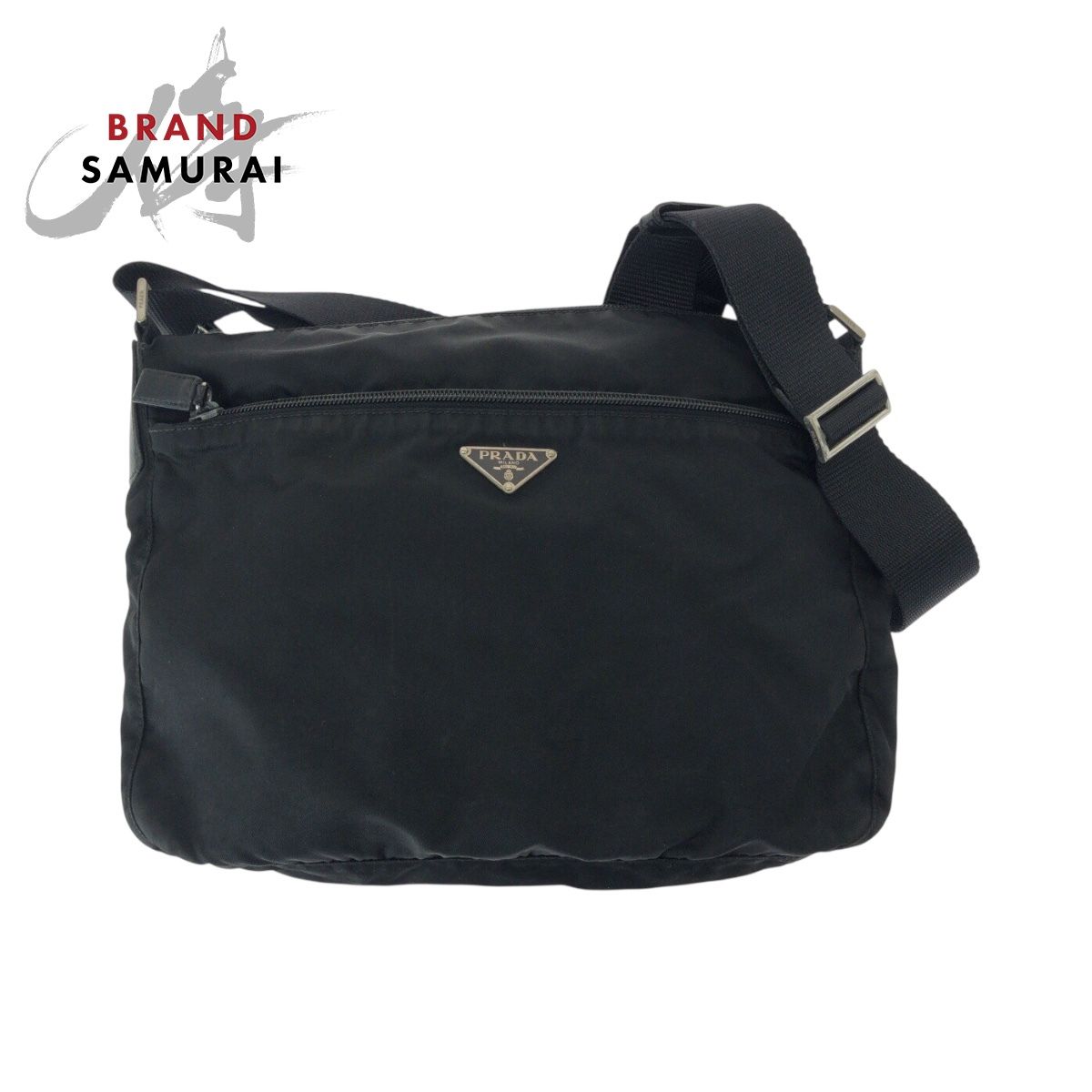 PRADA プラダ テスート 三角ロゴプレート ブラック 黒 シルバー金具 ショルダーバッグ メッセンジャーバッグ レディース 505706