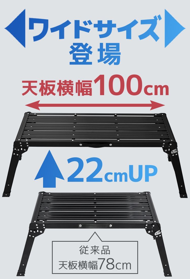 高さ50cm ワイドサイズ 洗車台 脚立 アルミ 折りたたみ 踏み台 脚立台 ステップ台 メンテナンス 車 折り畳み 折畳 足場 作業台 軽量 滑り止め はしご ハシゴ 梯子 大掃除 引っ越し 洗車 DIY 日曜大工 幅広 洗車 ガーデニング A19E100